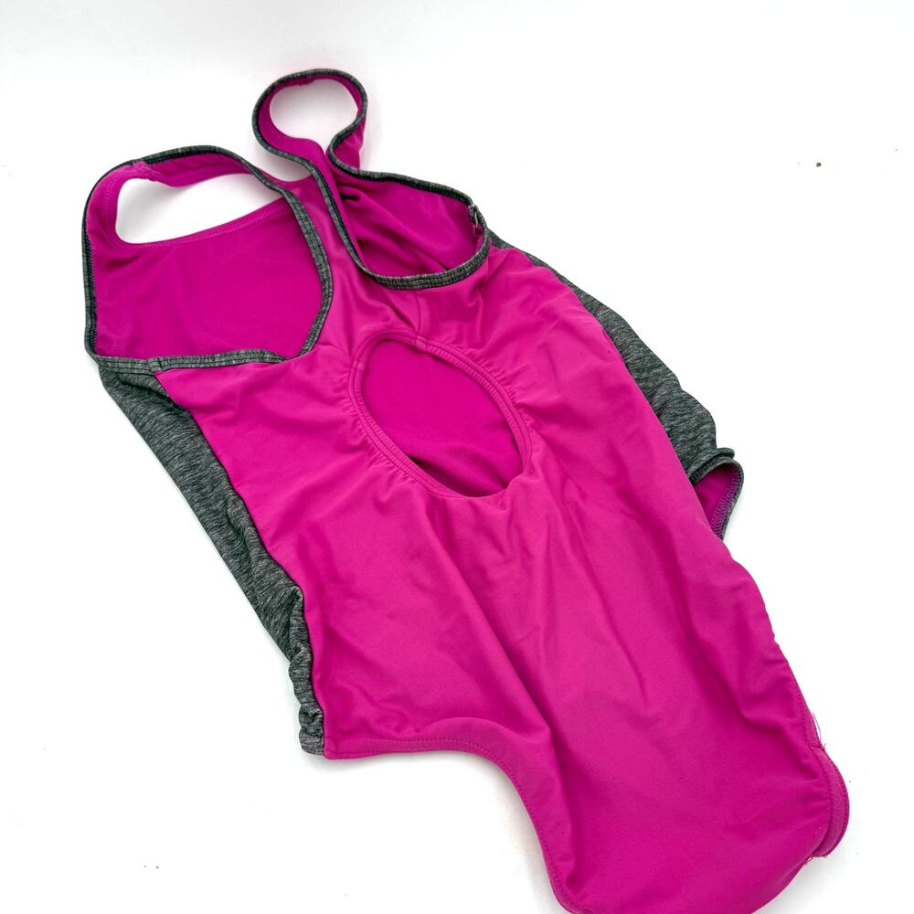 Speedo Girls Pink & Grey Halter One Piece Swimsuit Size 14 - Picture 3 of 5